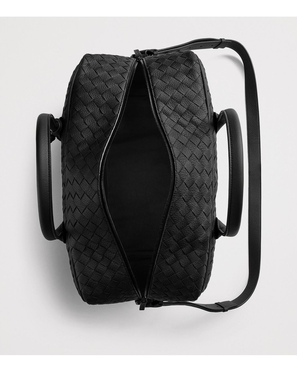 Bottega Veneta Black Leather Intrecciato Getaway Weekender Travel Bag