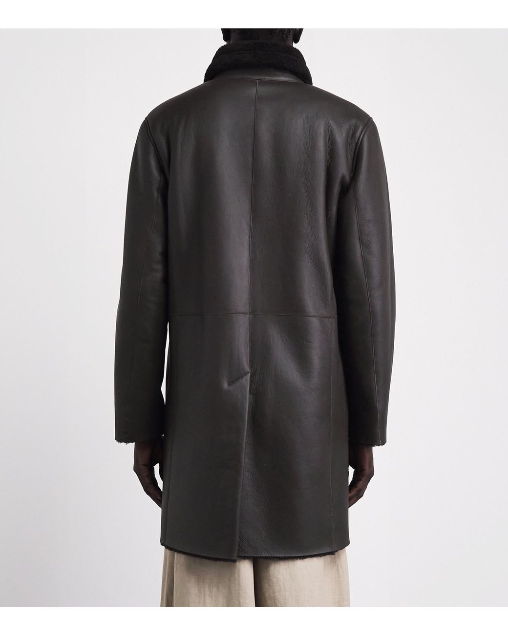 Pal Zileri Gray Lamb Shearling Long Coat for men