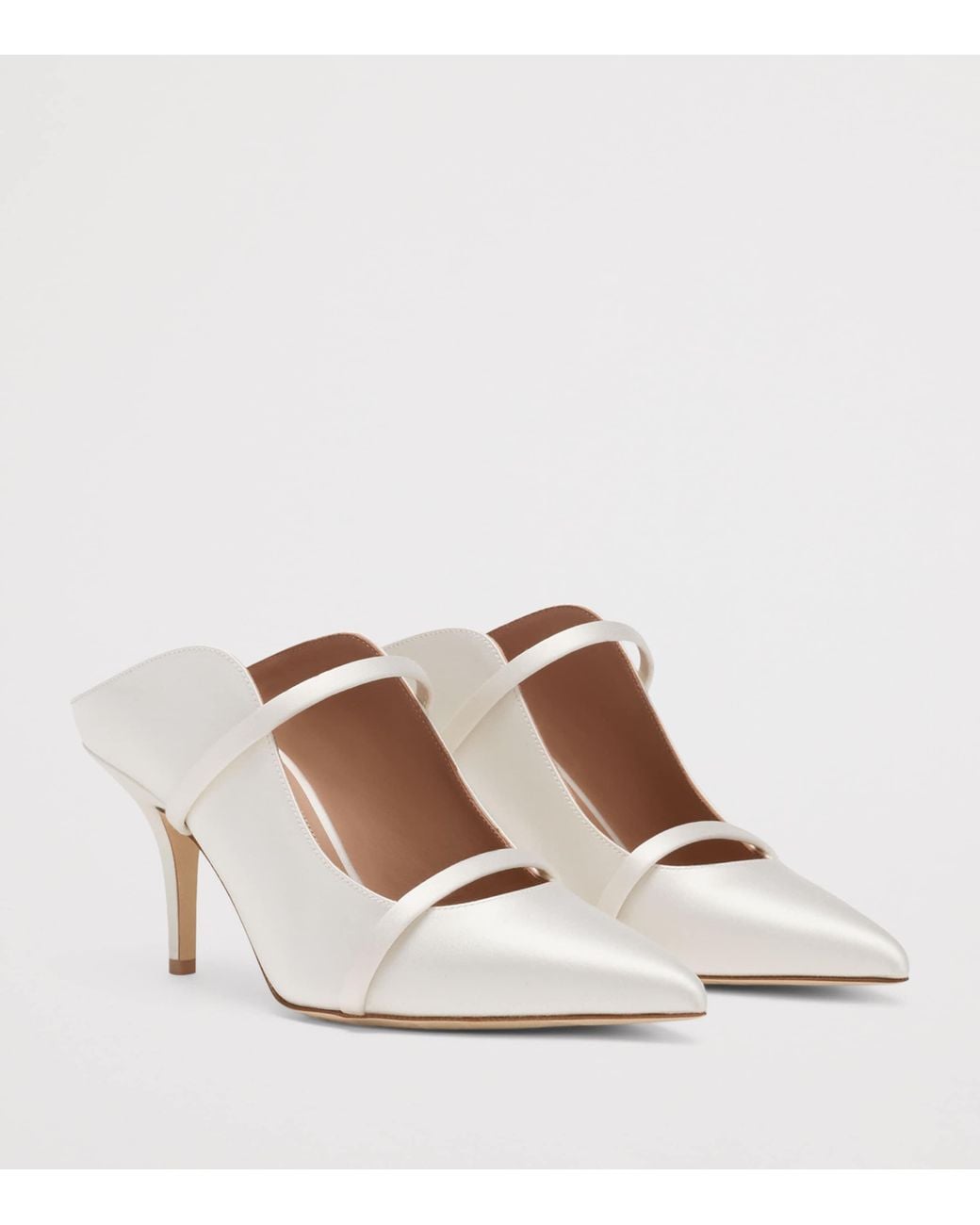 Malone Souliers White Satin Maureen Mules 70