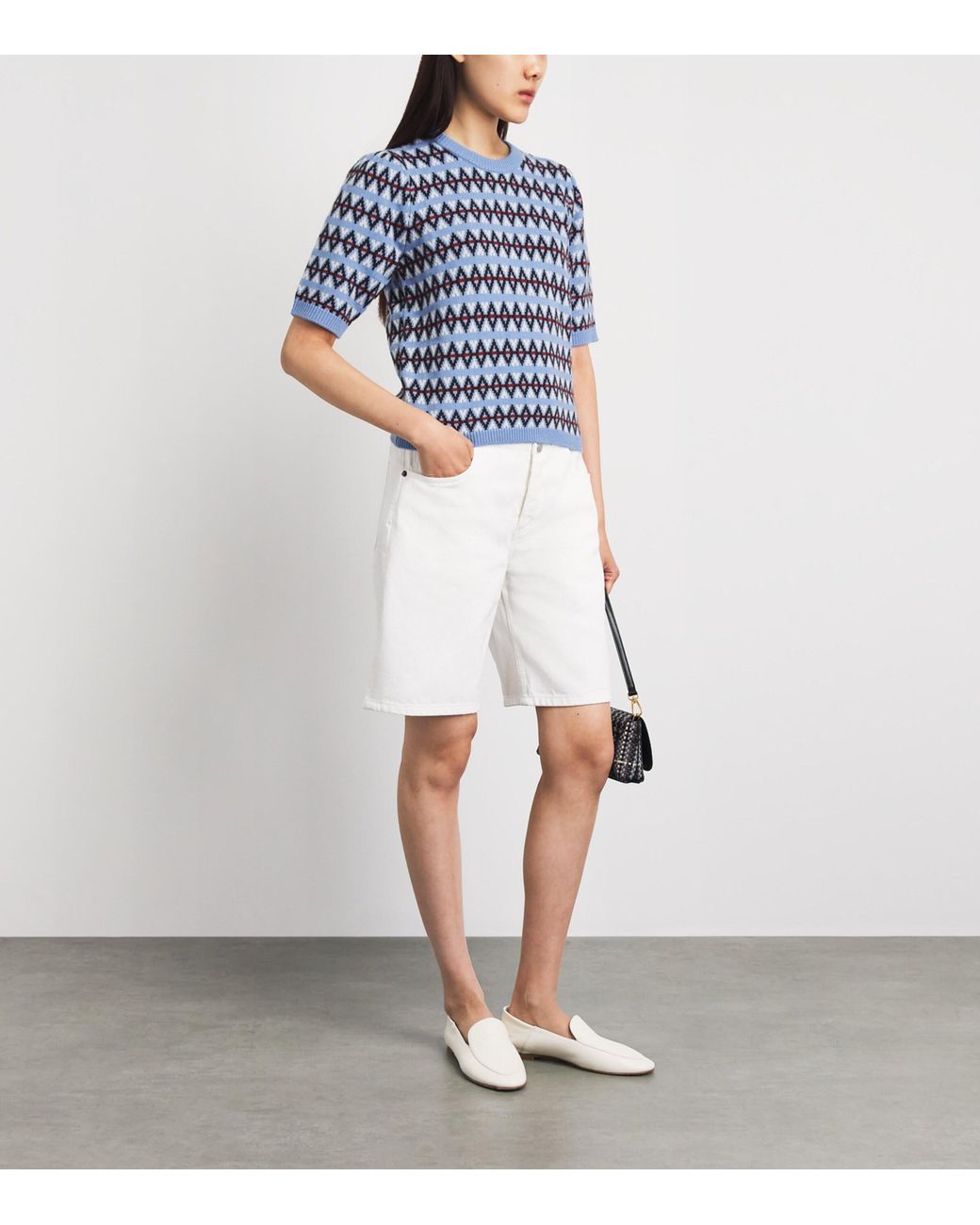 FRAME Blue Cashmere Fair Isle Sweater