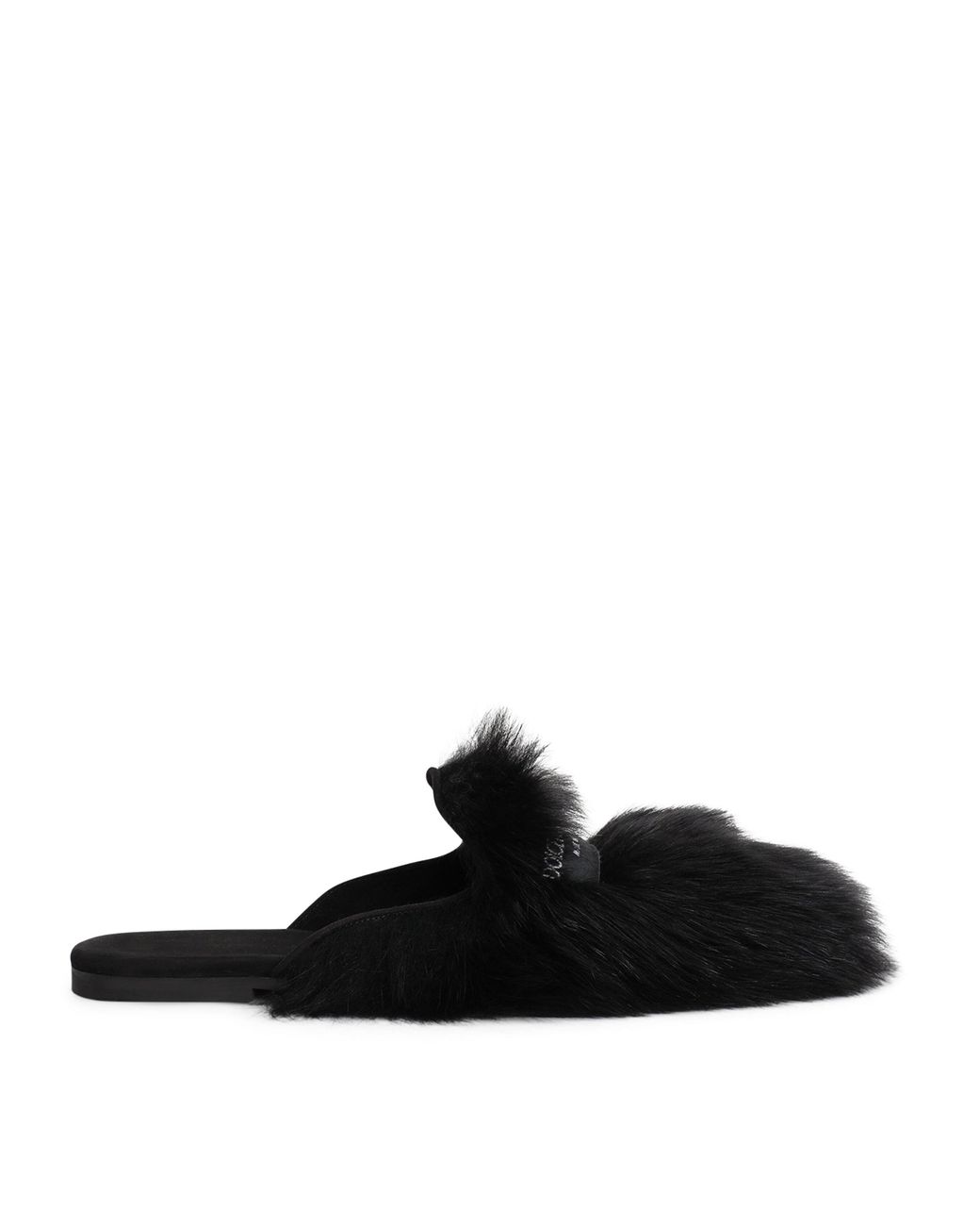 Dolce & Gabbana Black Shearling Slippers