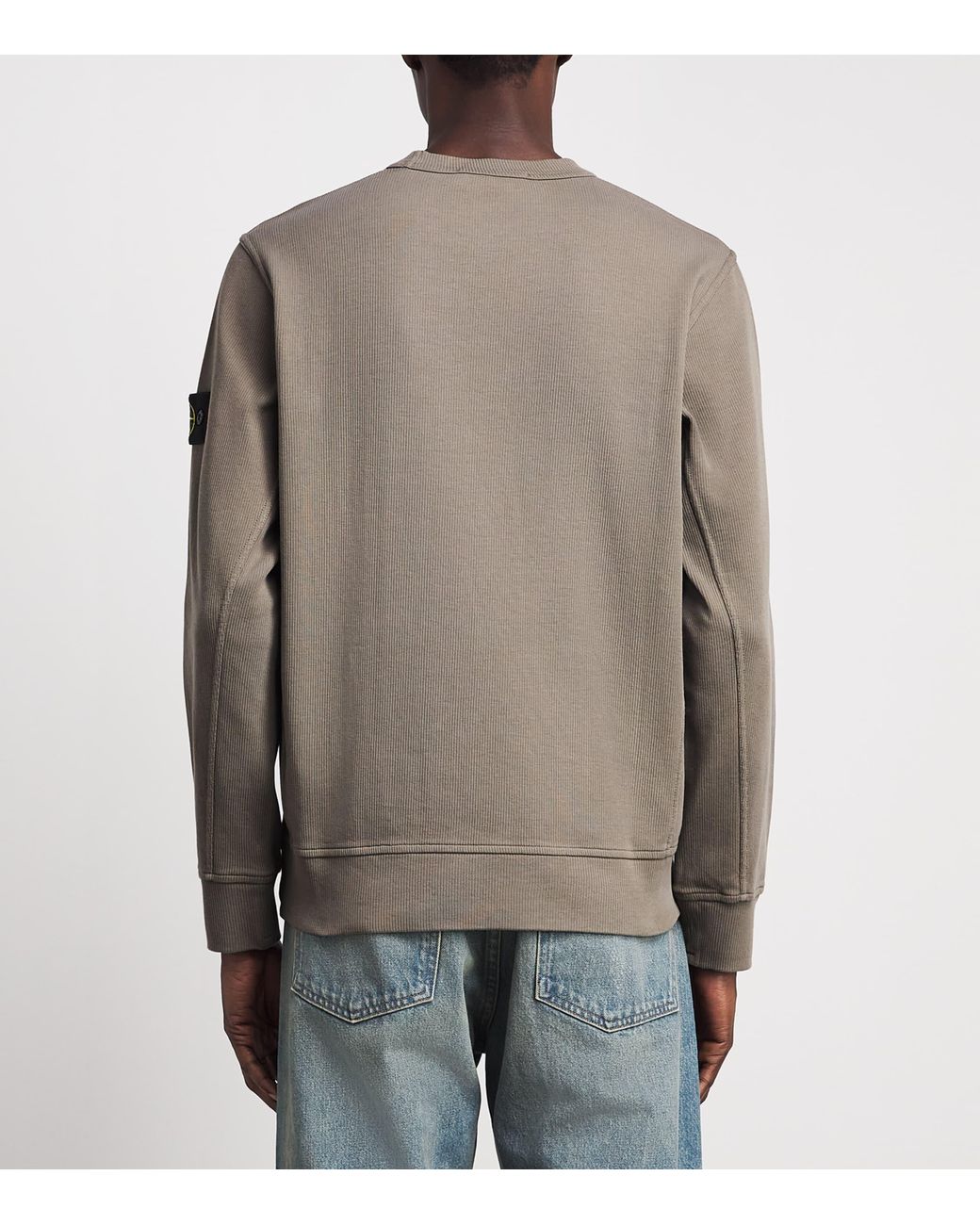 Stone Island Brown Ribbed Compass Patch Sweatshirt for men