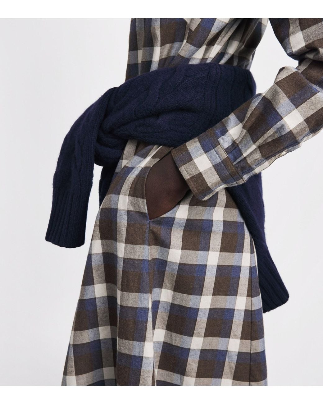 Polo Ralph Lauren Gray Cotton Plaid Midi Shirt Dress