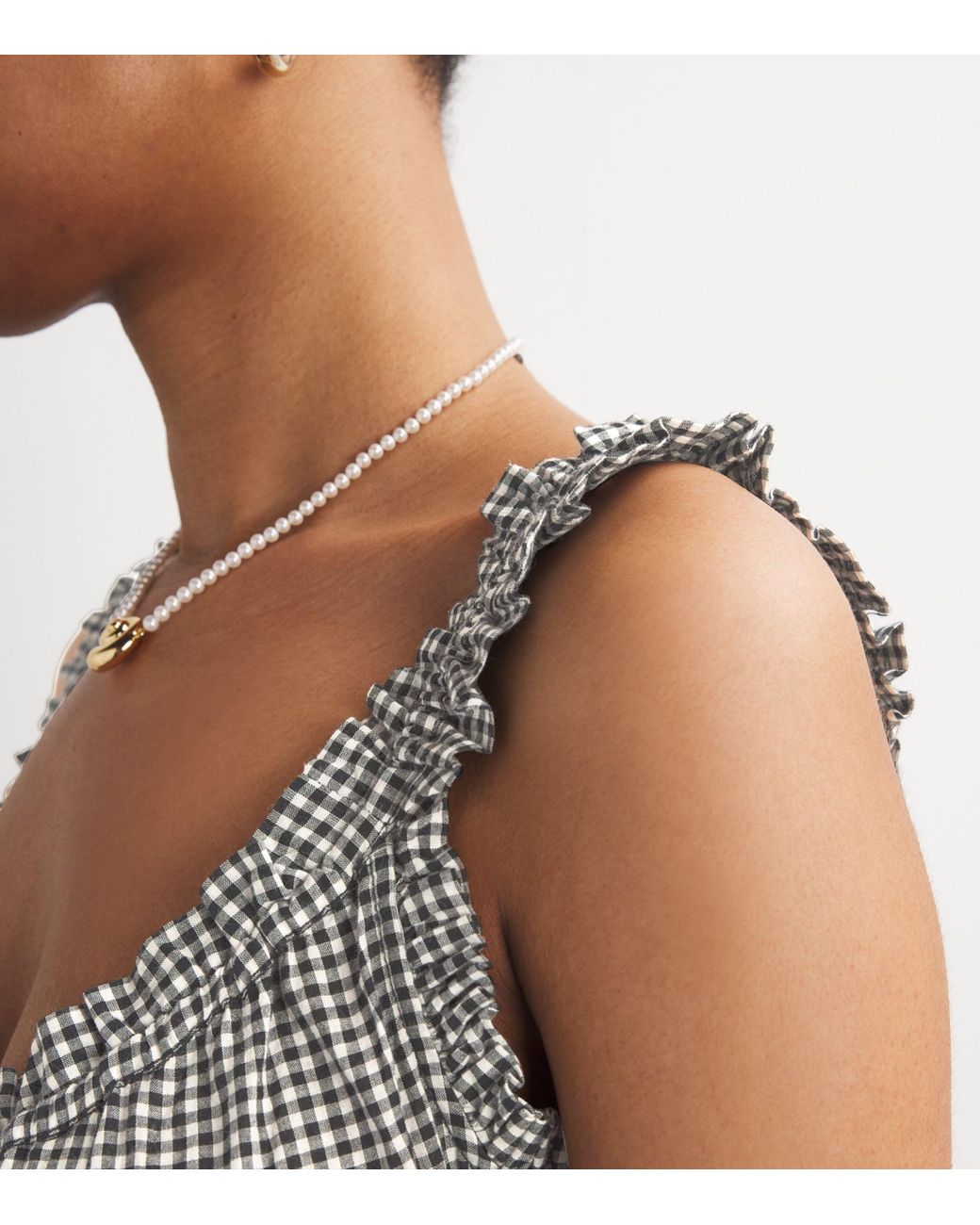 Doen Gingham Emmaretta Midi Dress in Gray | Lyst Doen Gingham Emmaretta Midi Dress in Gray | Lyst