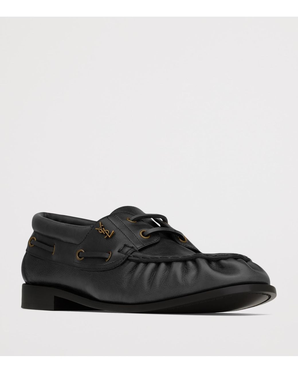 Saint Laurent Black Leather Bateau Le Loafers for men