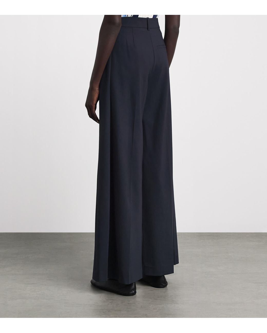Theory Blue Wool-Blend Wide-Leg Trousers