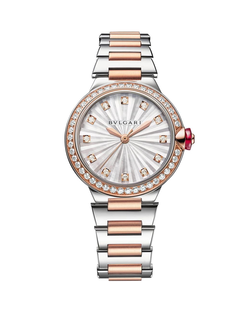 BVLGARI Metallic Stainless Steel And Diamond Lvcea Watch