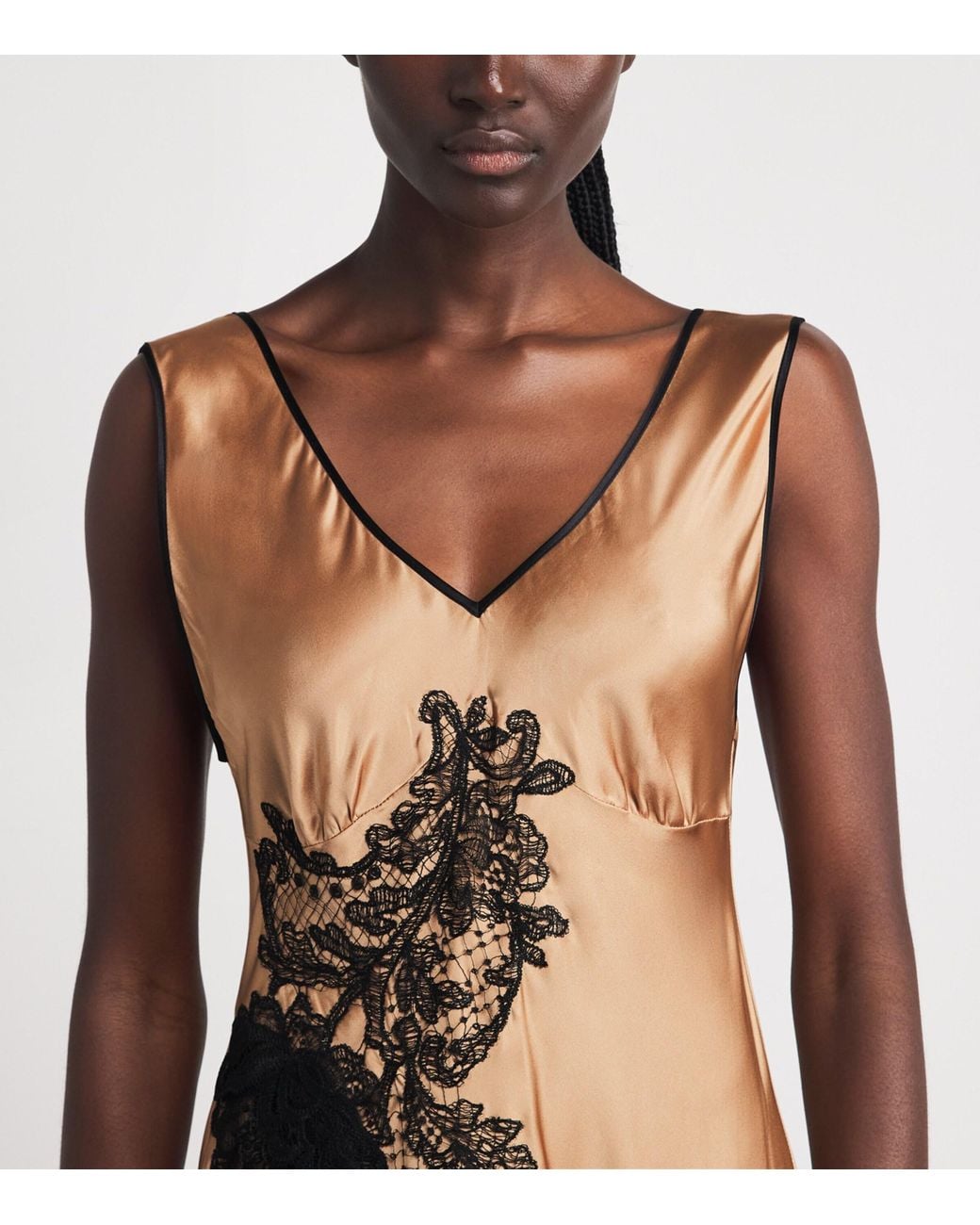 Loretta Caponi Natural Silk-Lace Albina Slip Dress