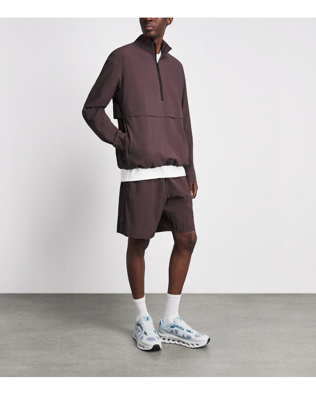 On Shoes Brown Textured Courtside Half-Zip Jacket for men