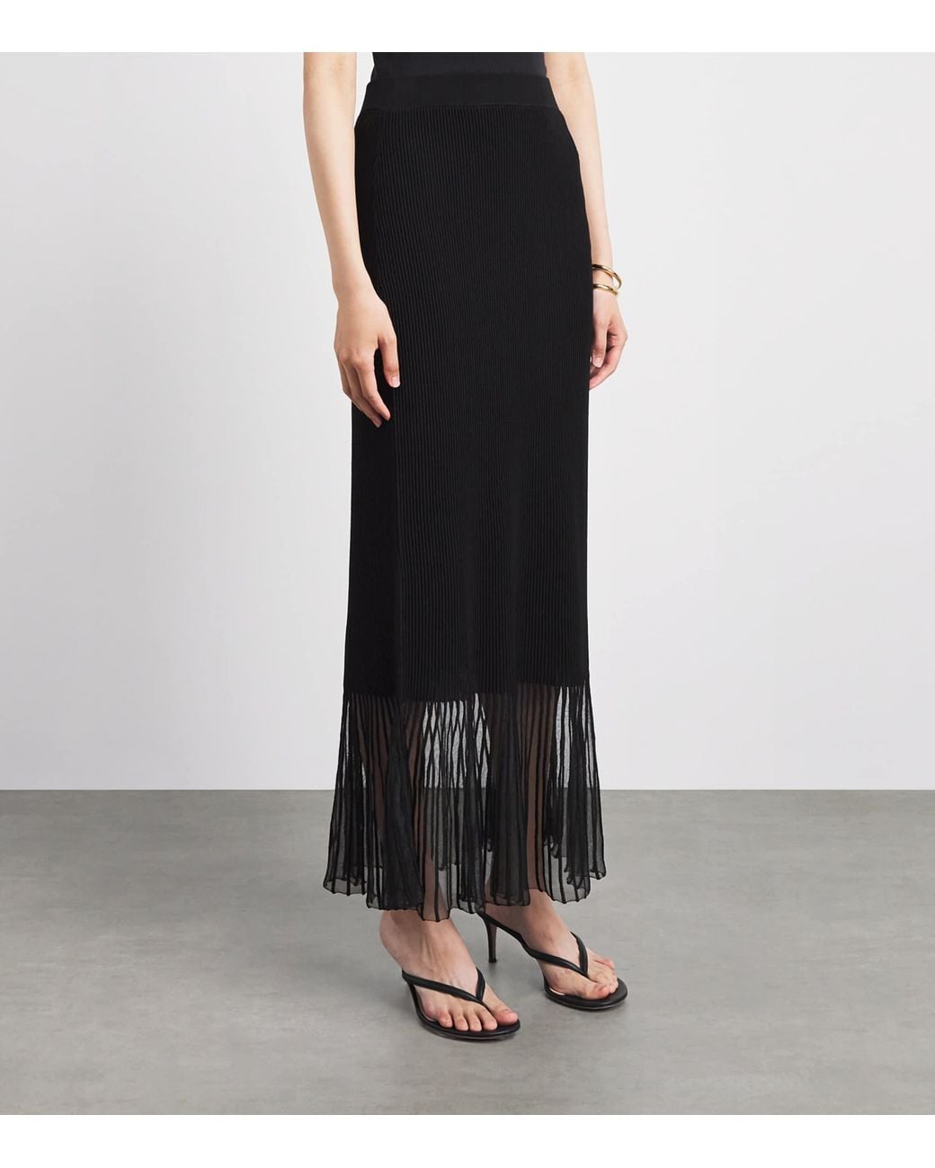 Claudie Pierlot Black Rib-Knit Maxi Skirt