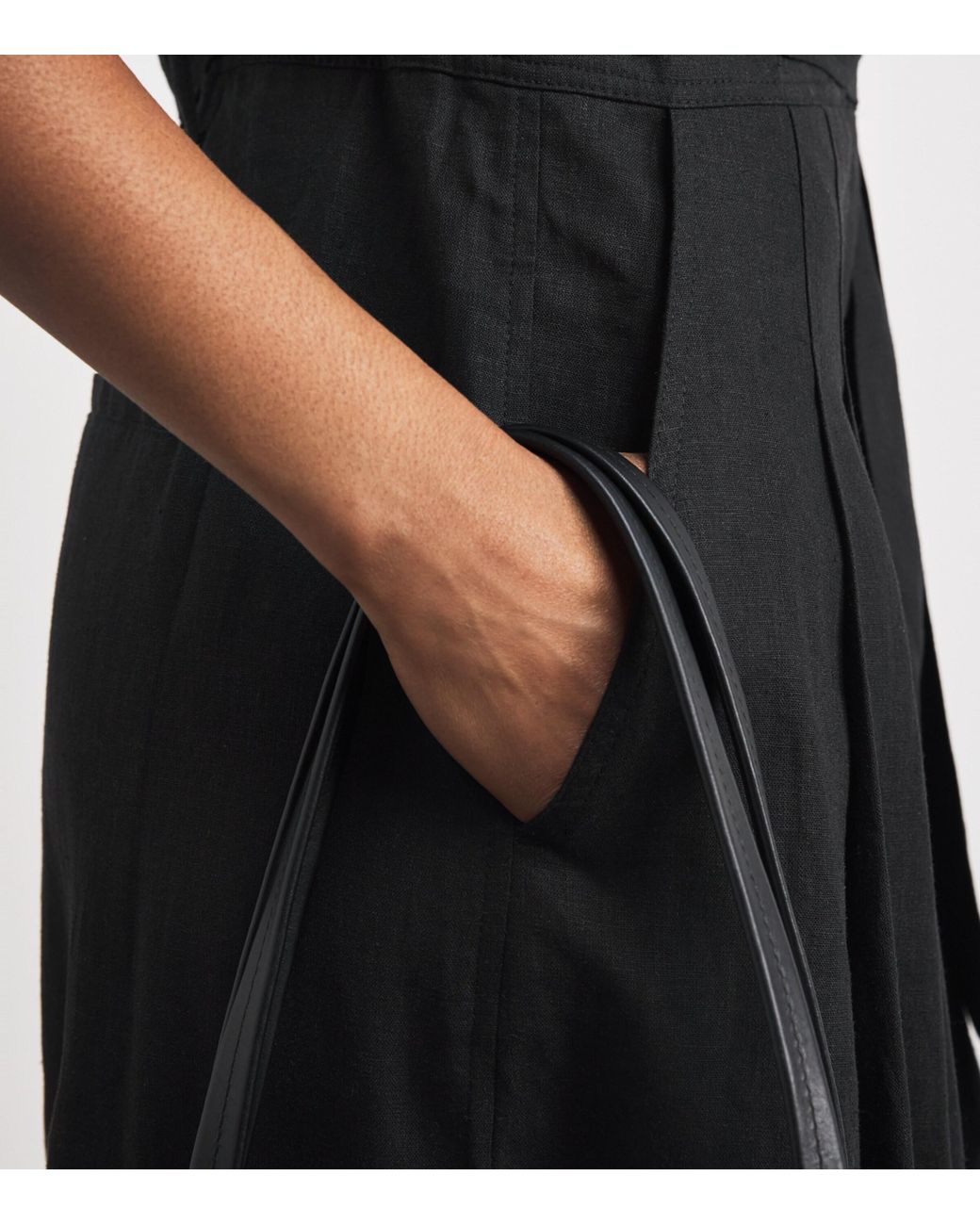 ME+EM Black Linen-Blend Culotte Jumpsuit