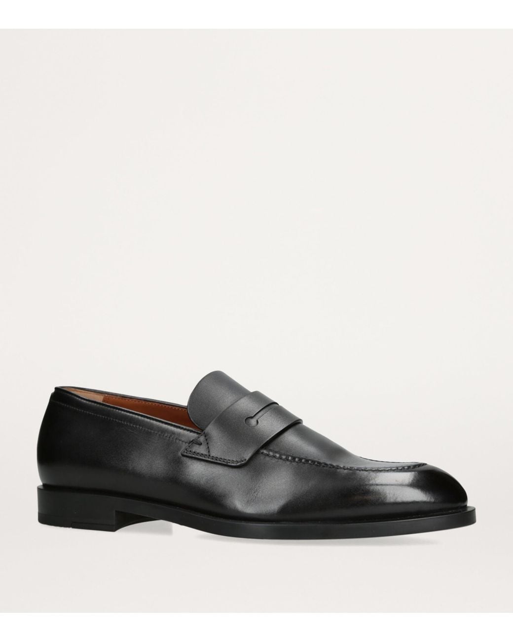 Zegna Black Leather L'Asola Loafers for men