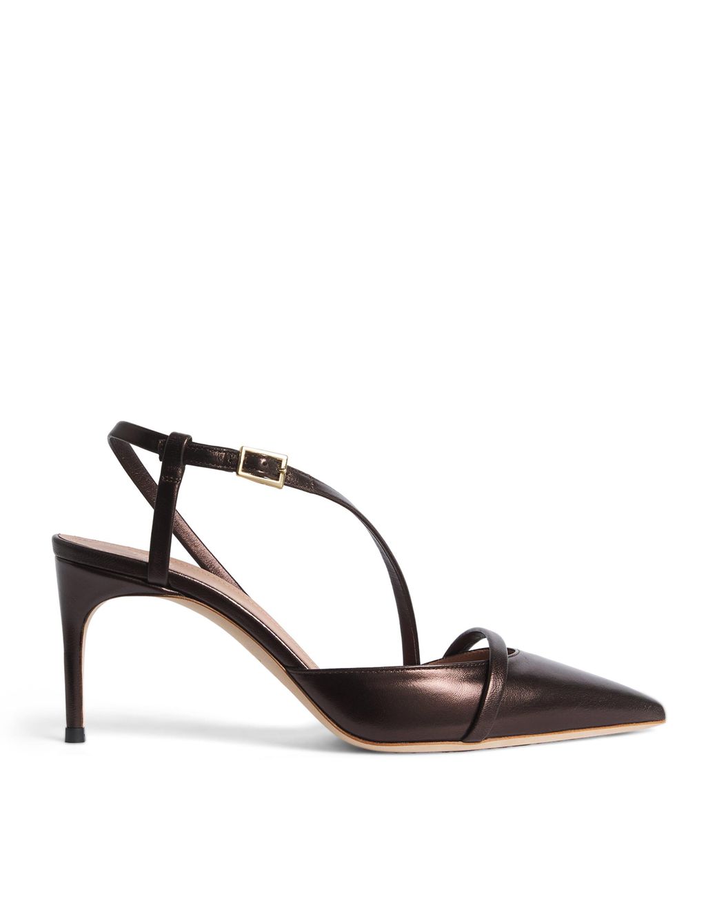 Malone Souliers Black Metallic Leather Valeria Slingback Pumps 70