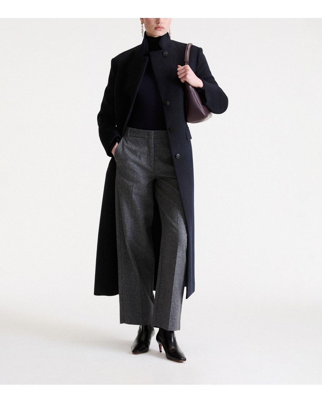 Marella Black Virgin Wool Wrap Coat