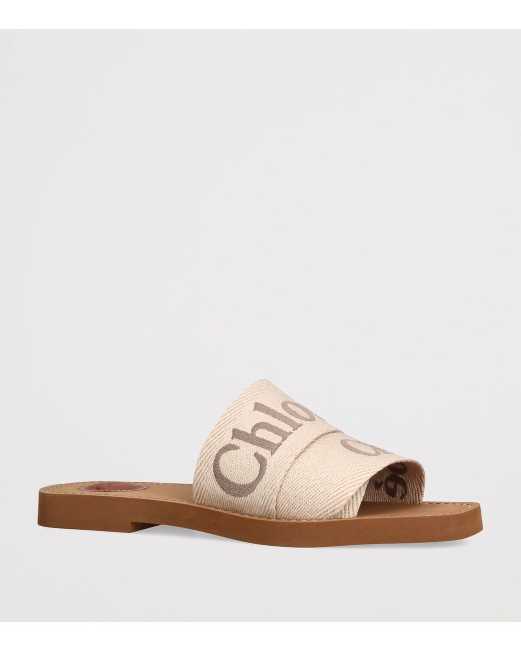 Chloé Natural Canvas Jacquard Woody Sandals