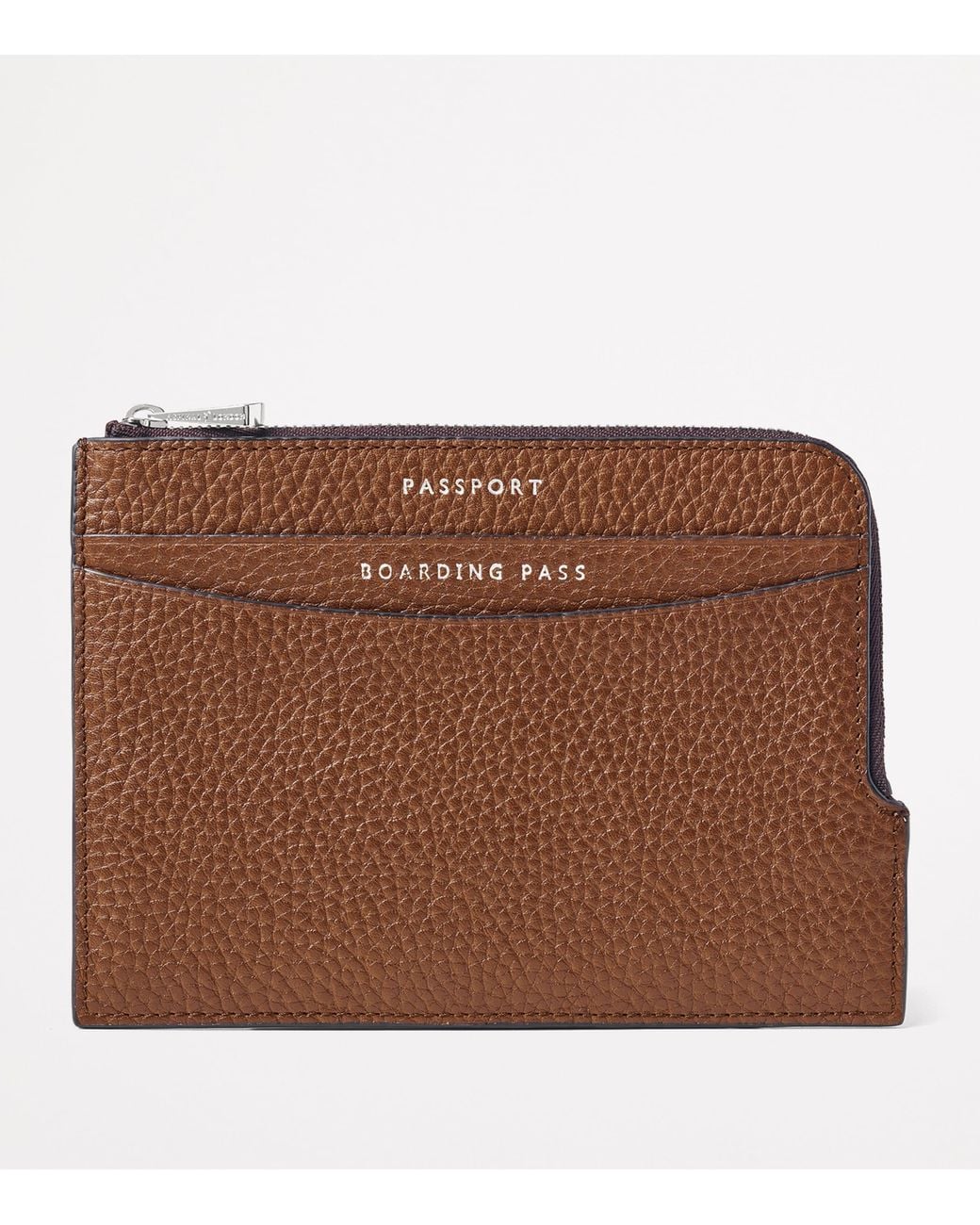 Aspinal Brown Leather Zipped Travel Wallet for men
