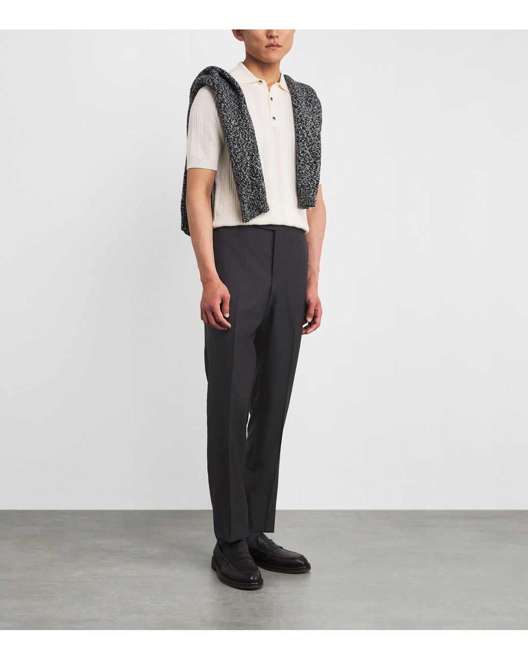 Isaia Gray Wool Sanita Trousers for men