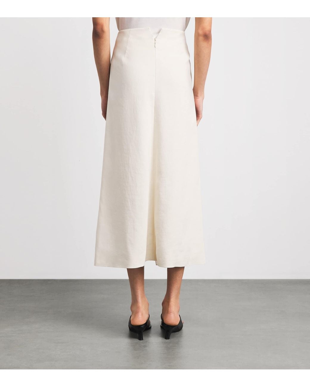 Khaite White Double-Layered Midi Skirt