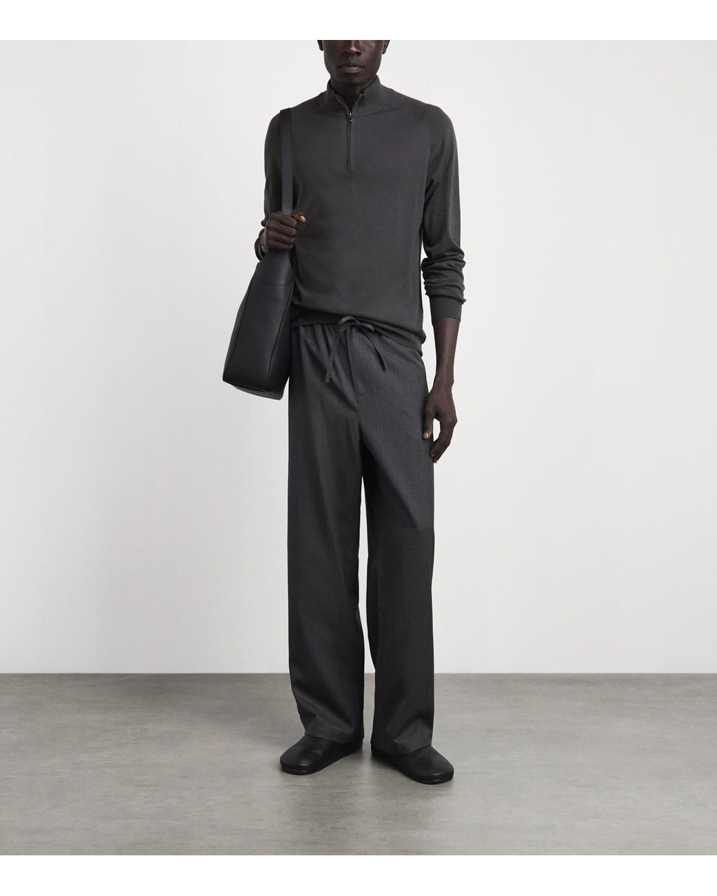 Sunspel Gray Sea Island Cashmere Half-Zip Sweater for men