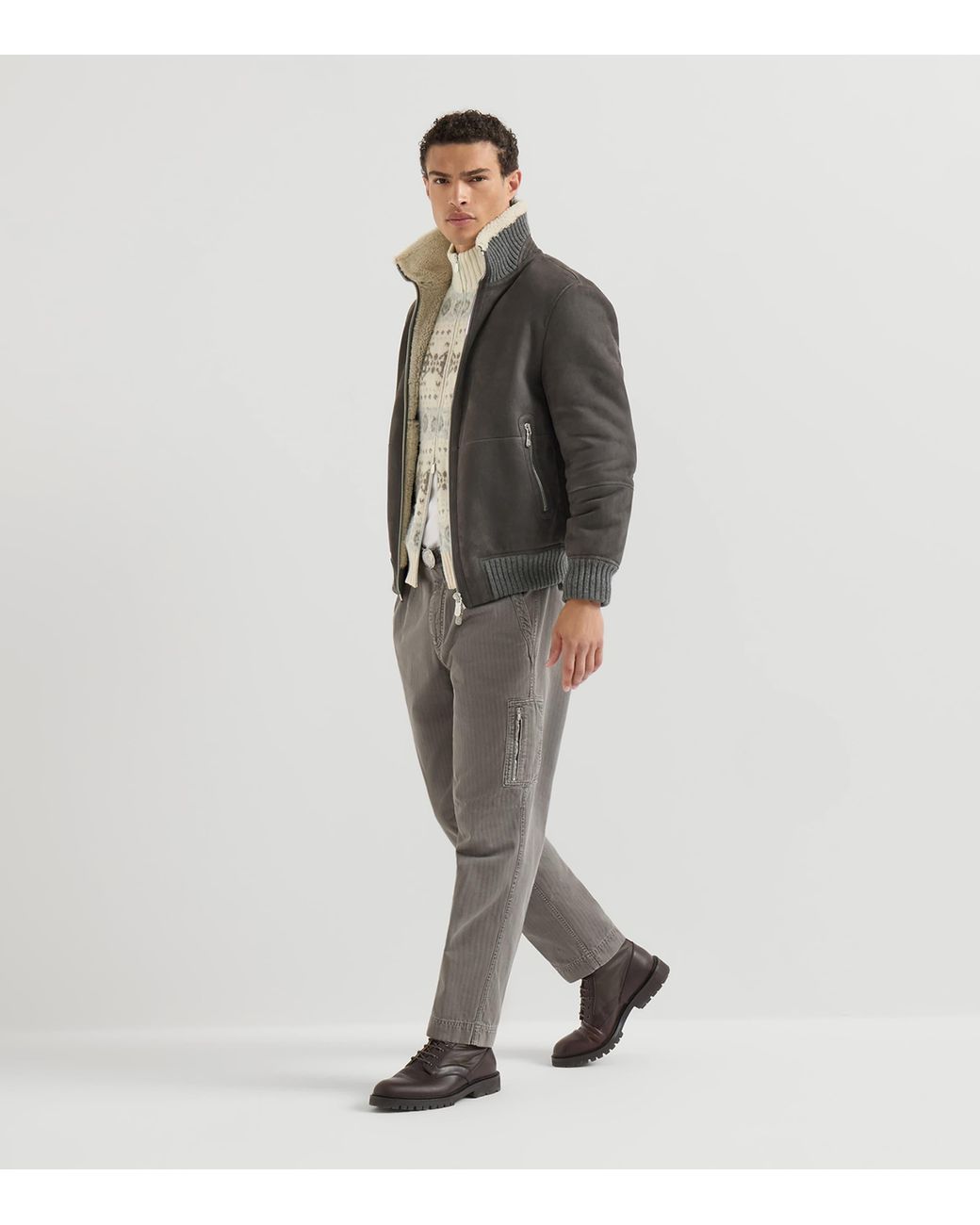 Brunello Cucinelli White Cotton High-Neck Long-Sleeve T-Shirt for men