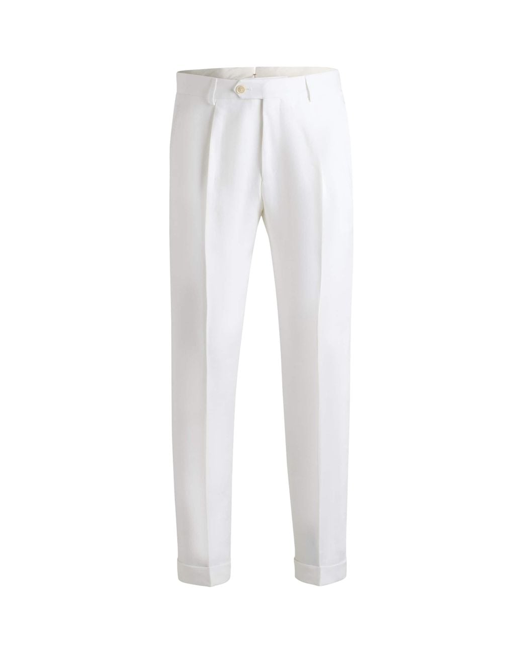 Boss White Linen Tailored Trousers for men