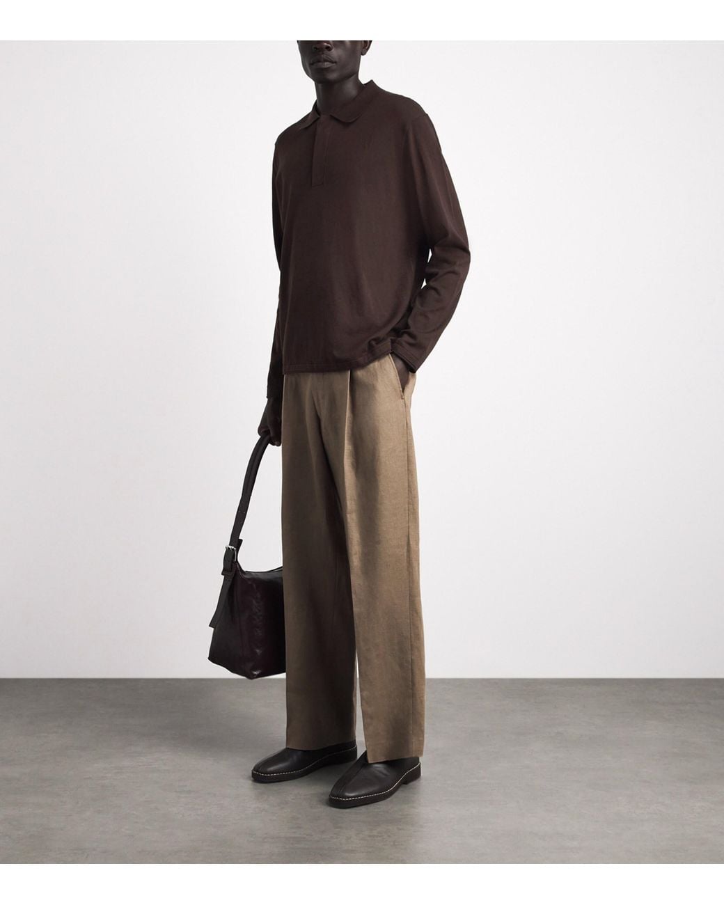 NN07 Brown Organic Cotton-Silk Polo Sweater