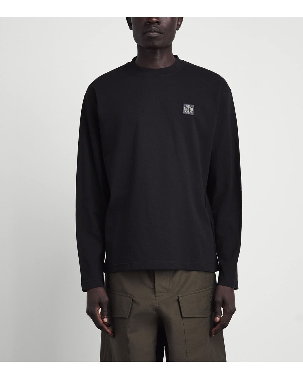 Stone Island Black Compass Slim Long-Sleeve T-Shirt for men
