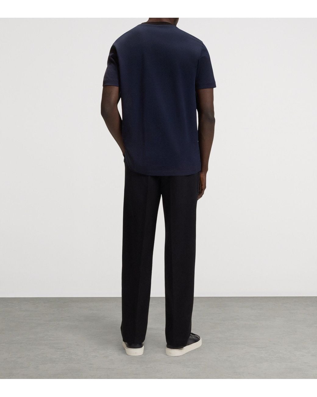 Boss Blue Mercerised Cotton T-Shirt for men