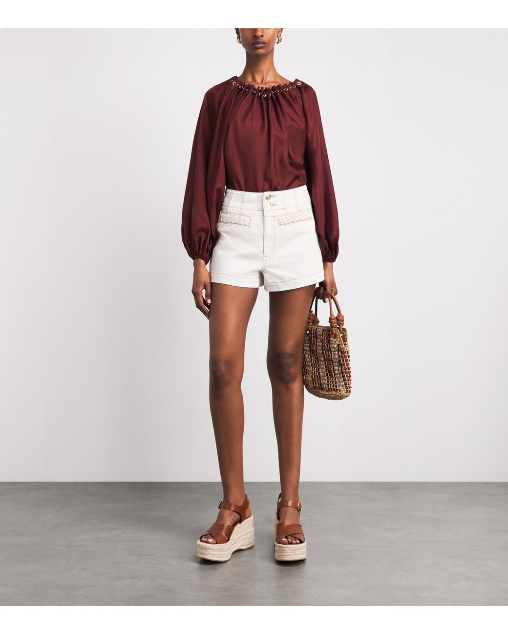 Zimmermann White Roselight Denim Shorts