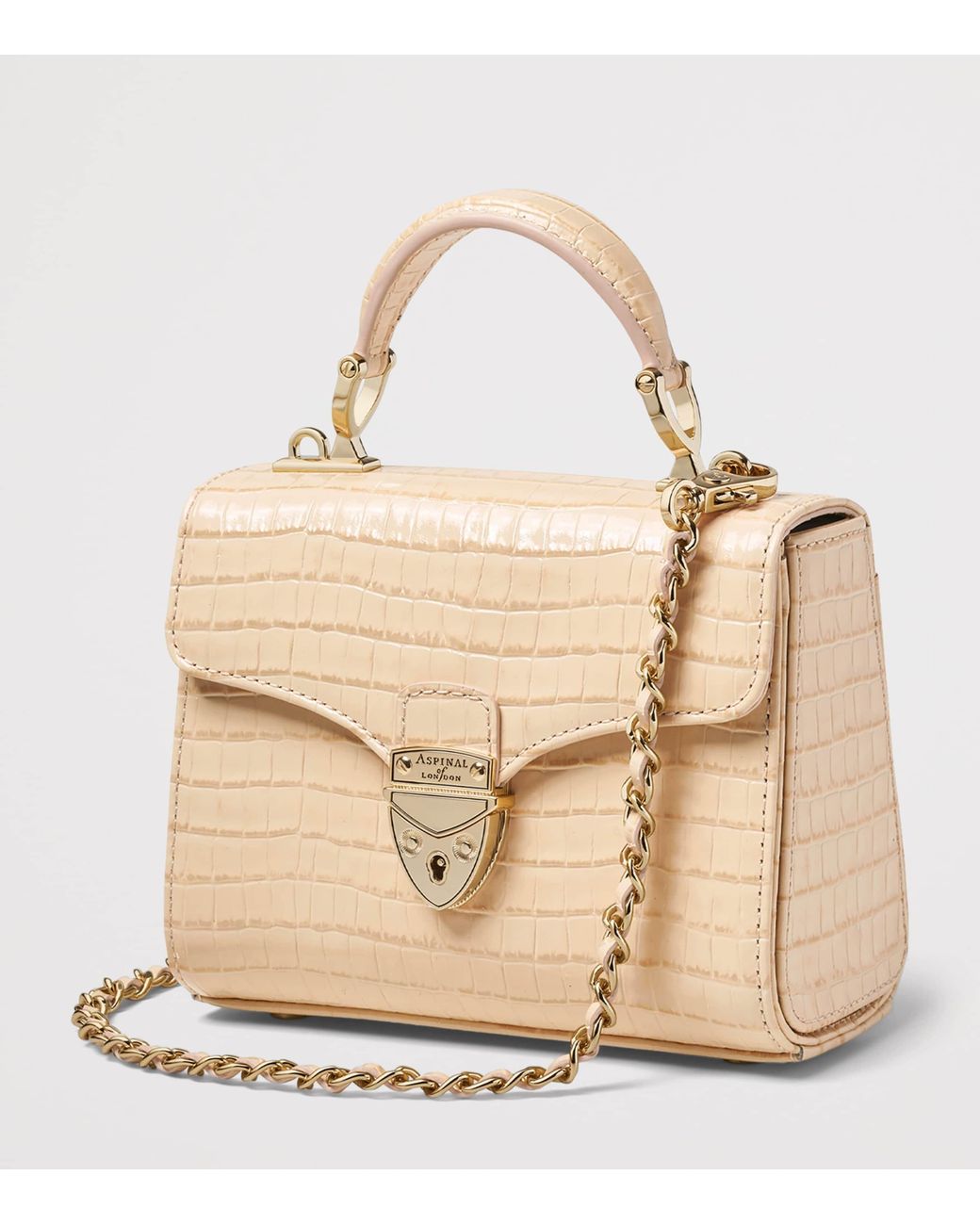 Aspinal Natural Mini Leather Mayfair Top-Handle Bag