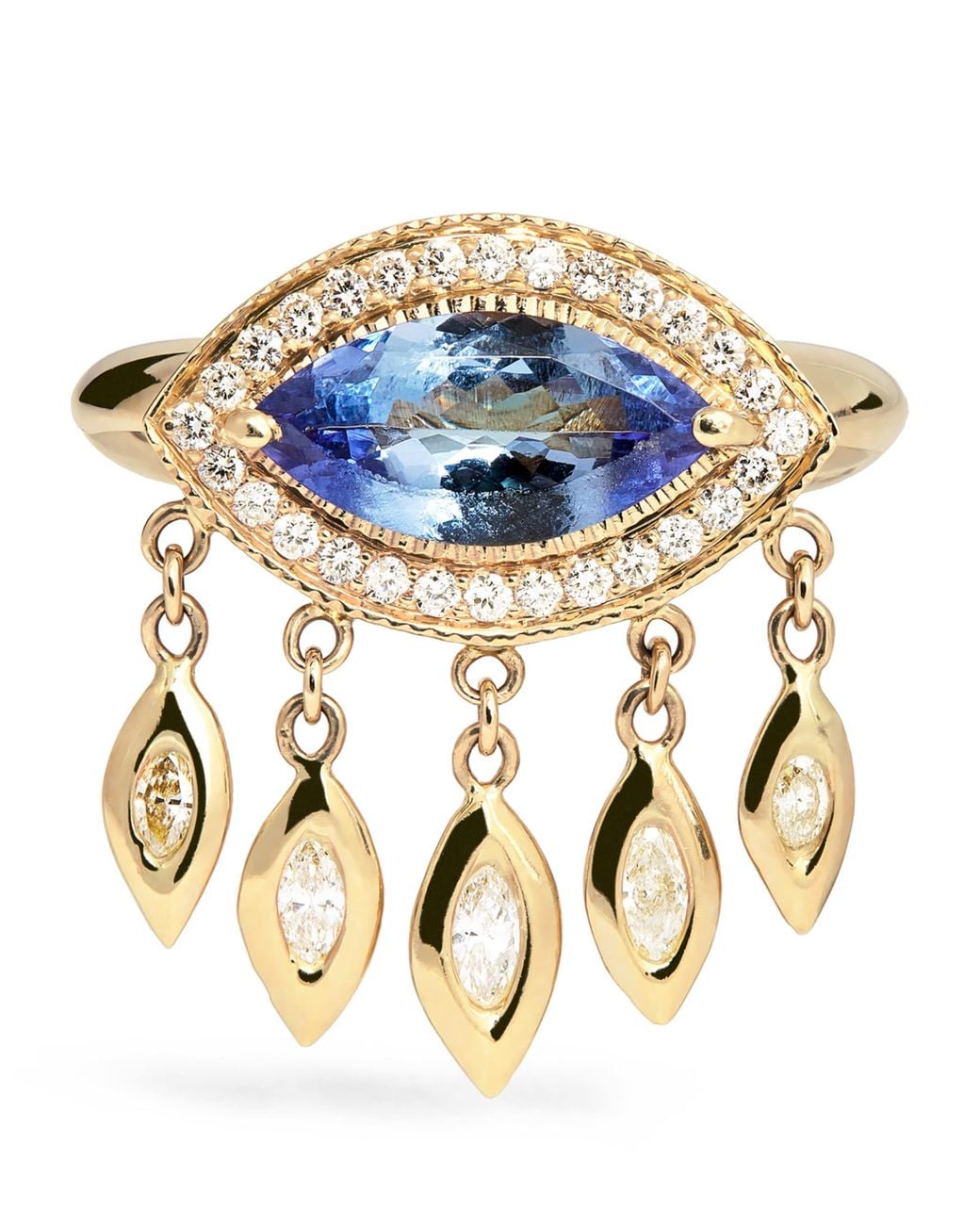 Jacquie Aiche Metallic Diamond And Tanzanite Evil Eye Shaker Ring