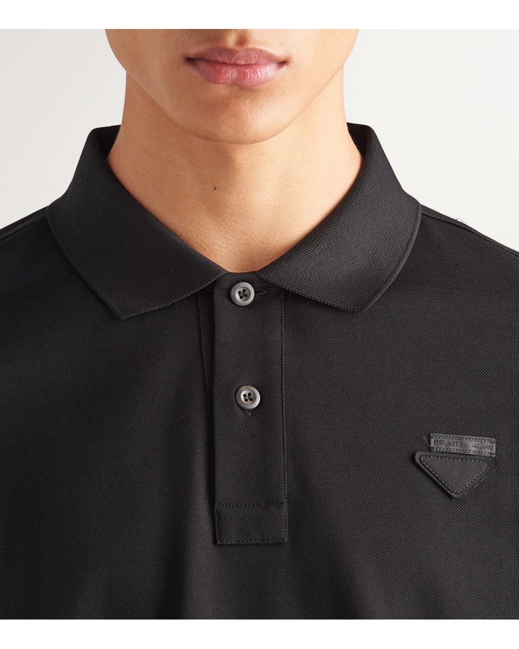 Prada Black Cotton Piqué Polo Shirt for men