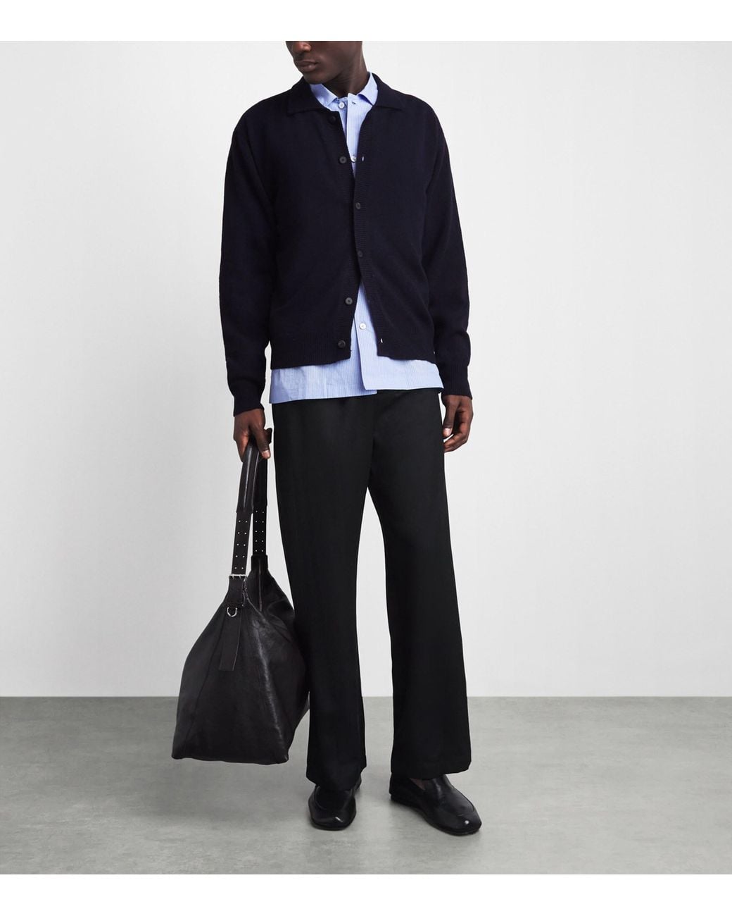LE17SEPTEMBRE Blue Wool-Alpaca Collar Cardigan for men