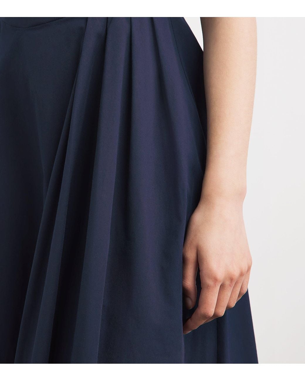 Maje Blue Poplin Embroidered Midi Dress