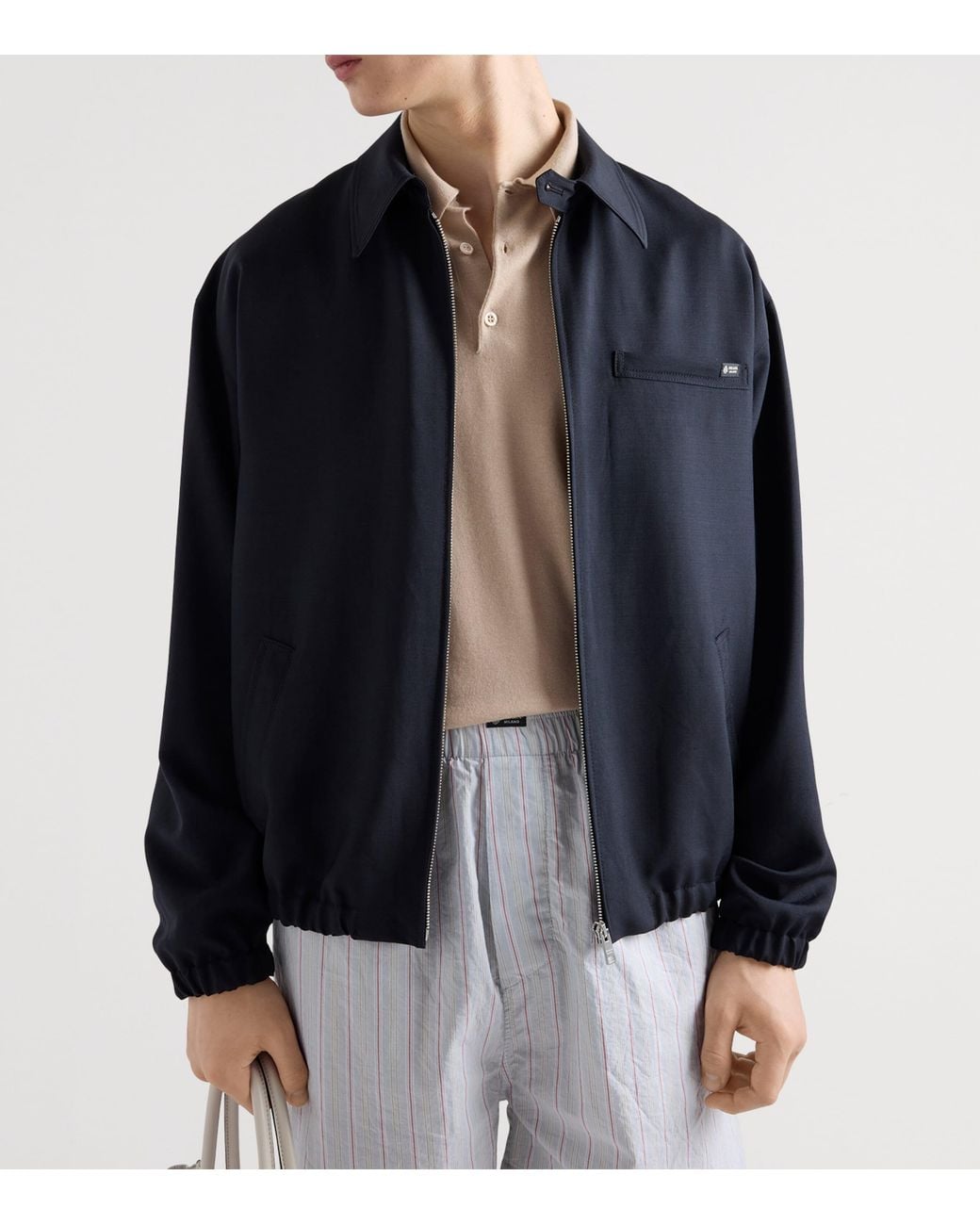 Prada Blue Wool-Mohair Bomber Jacket for men