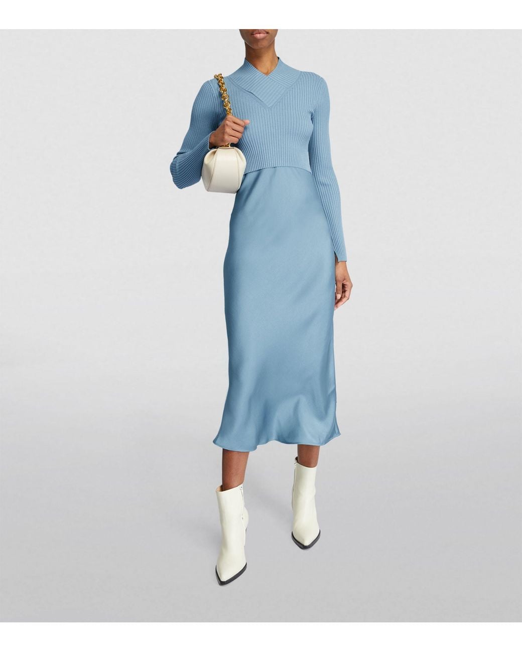 AllSaints 2-in-1 Hana Slip Dress in Blue