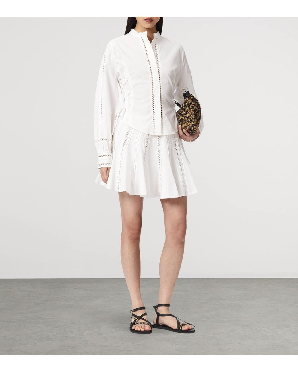 AllSaints White Organic Cotton Open-Work Frances Shirt