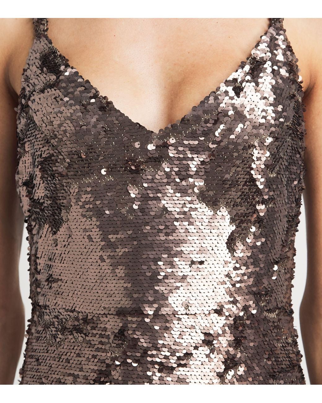 L'Agence Brown Sequinned Karma Maxi Dress