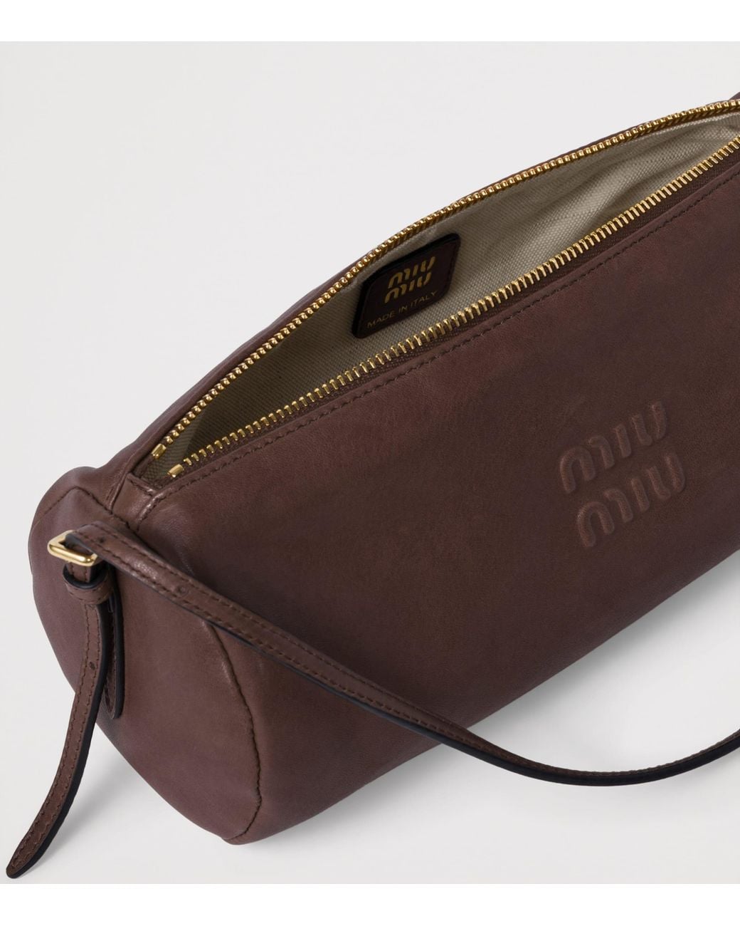 Miu Miu Brown Leather Logo Pouch