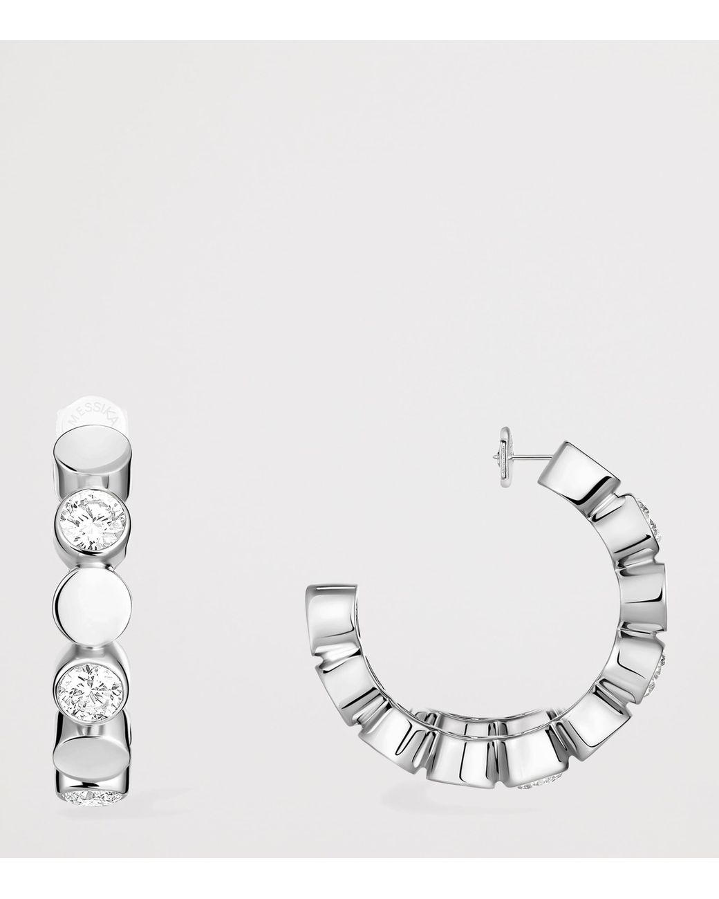 Messika White D-Vibes Mini Diamond And Hoop Earrings
