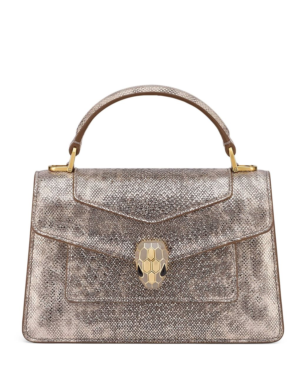 BVLGARI Metallic Small Snakeskin Serpenti Forever Top-Handle Bag