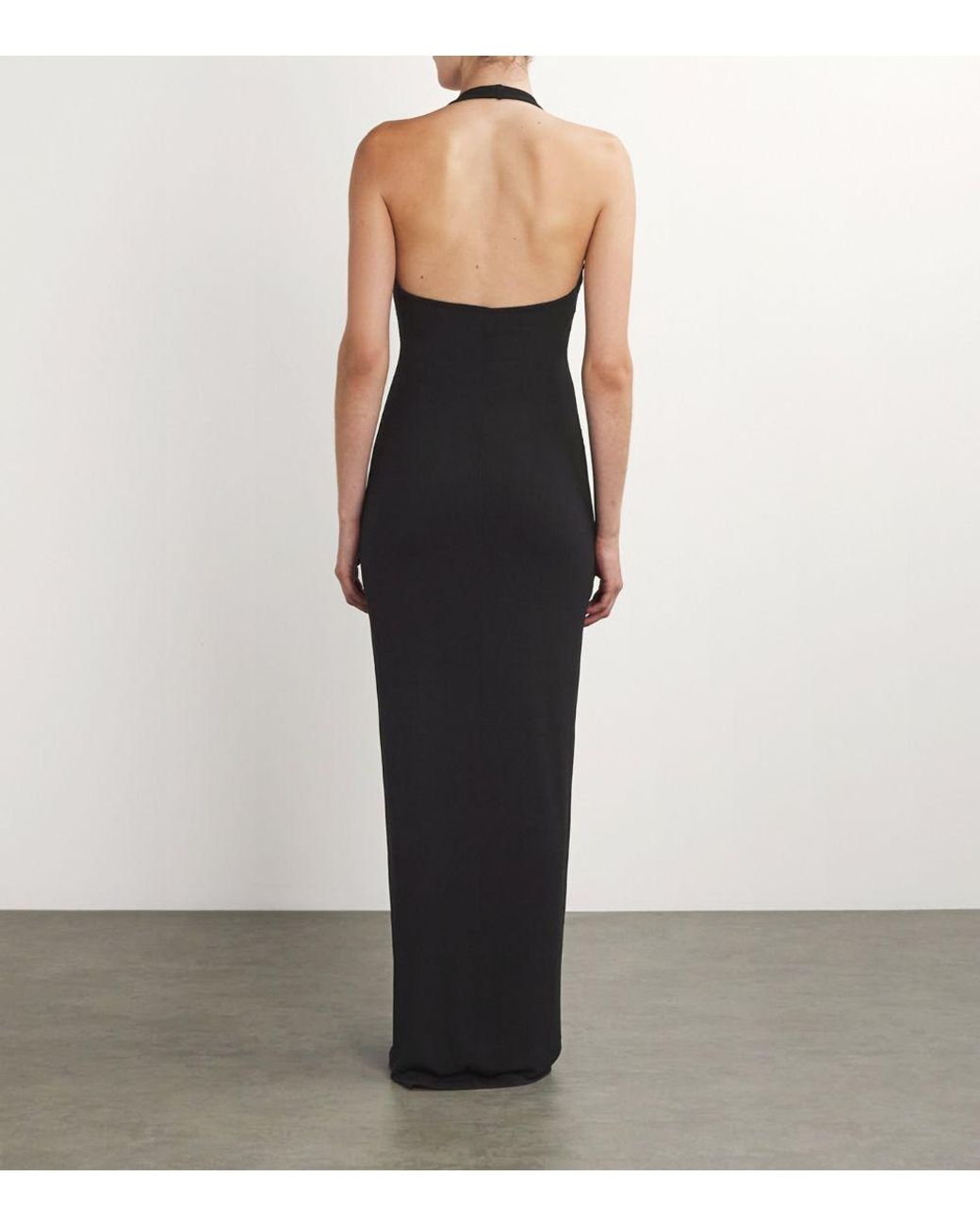 skims smooth lounge low back halter dress Soft Halterneck Maxi in Black skims dress with cardigan