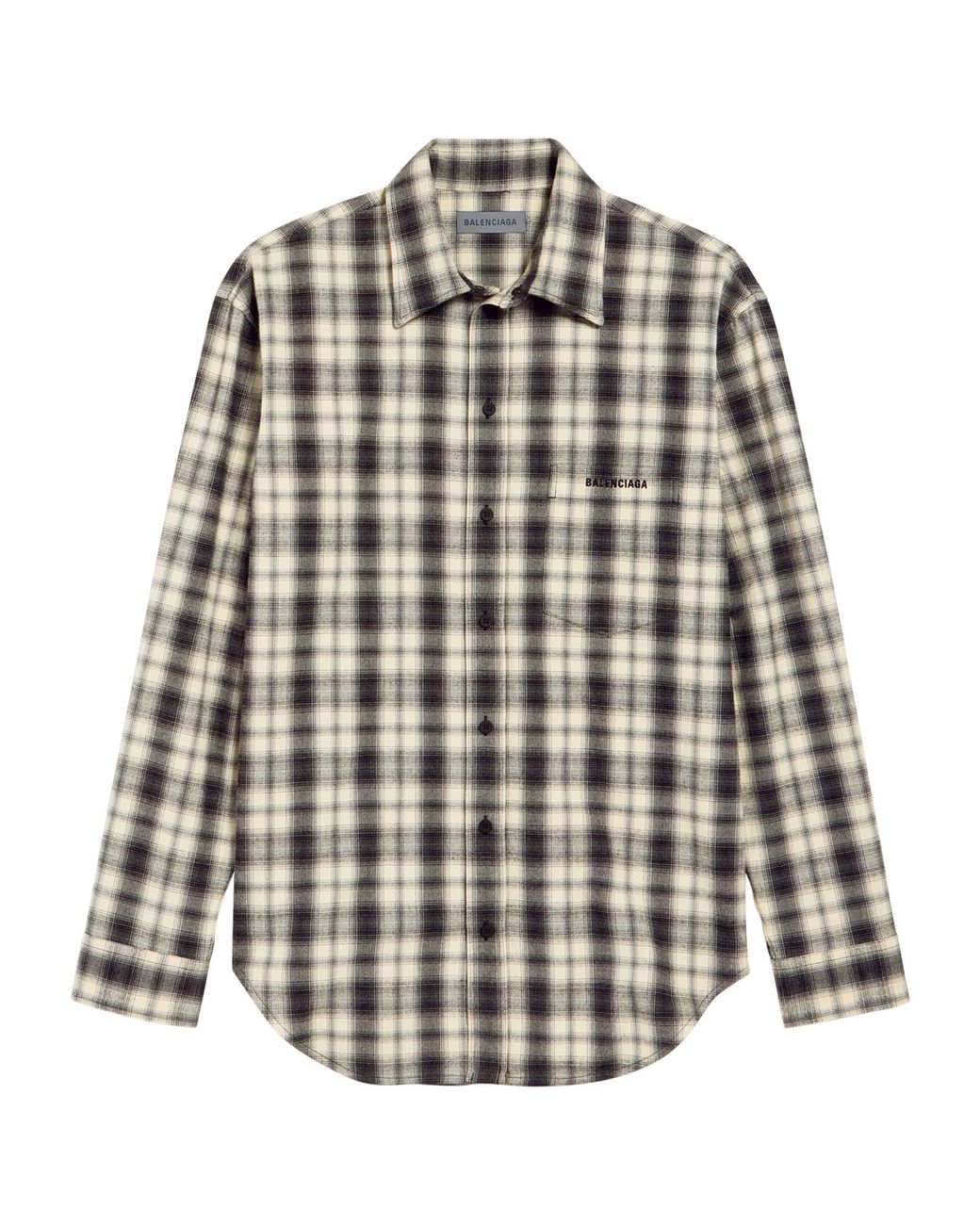 Balenciaga White Cotton Plaid Shirt for men