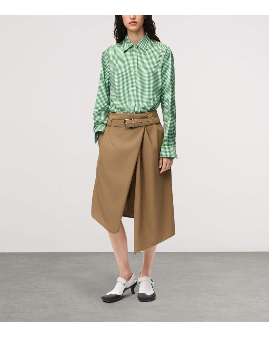 Loewe Natural Asymmetric Wrap-Effect Midi Skirt