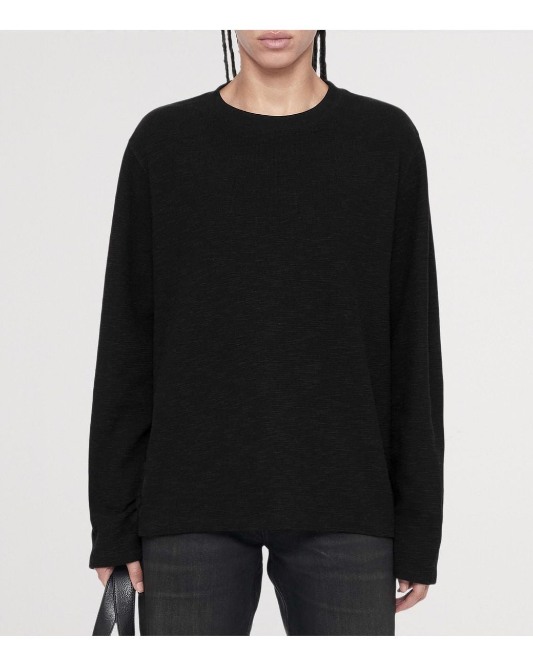 AllSaints Black Organic Cotton Abel Long-Sleeve T-Shirt