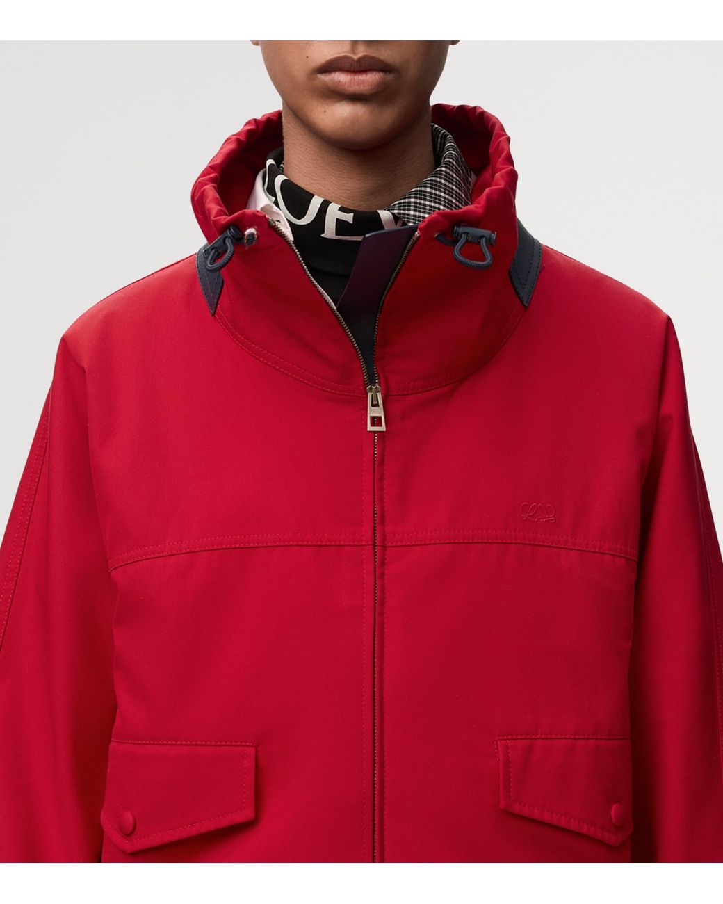 Loewe Red Cotton-Silk Bomber Jacket