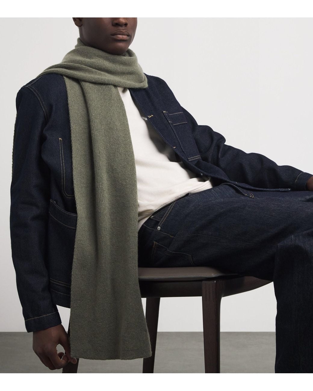 Le Bonnet Green Lambswool Classic Scarf for men