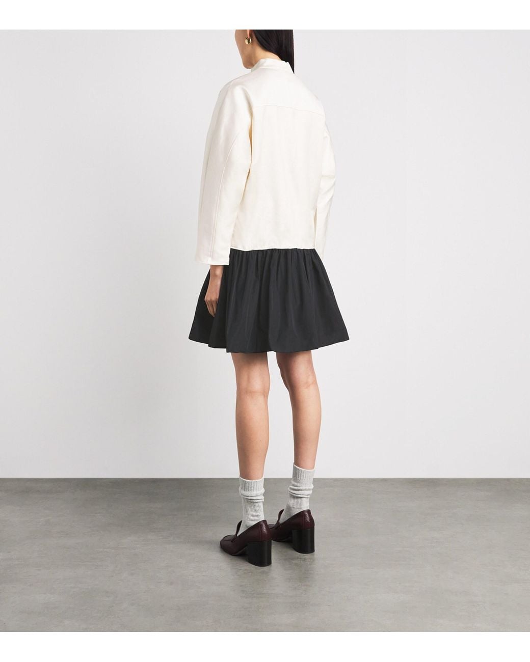 Polo Ralph Lauren White Cotton-Silk Taffeta Drop-Waist Mini Dress