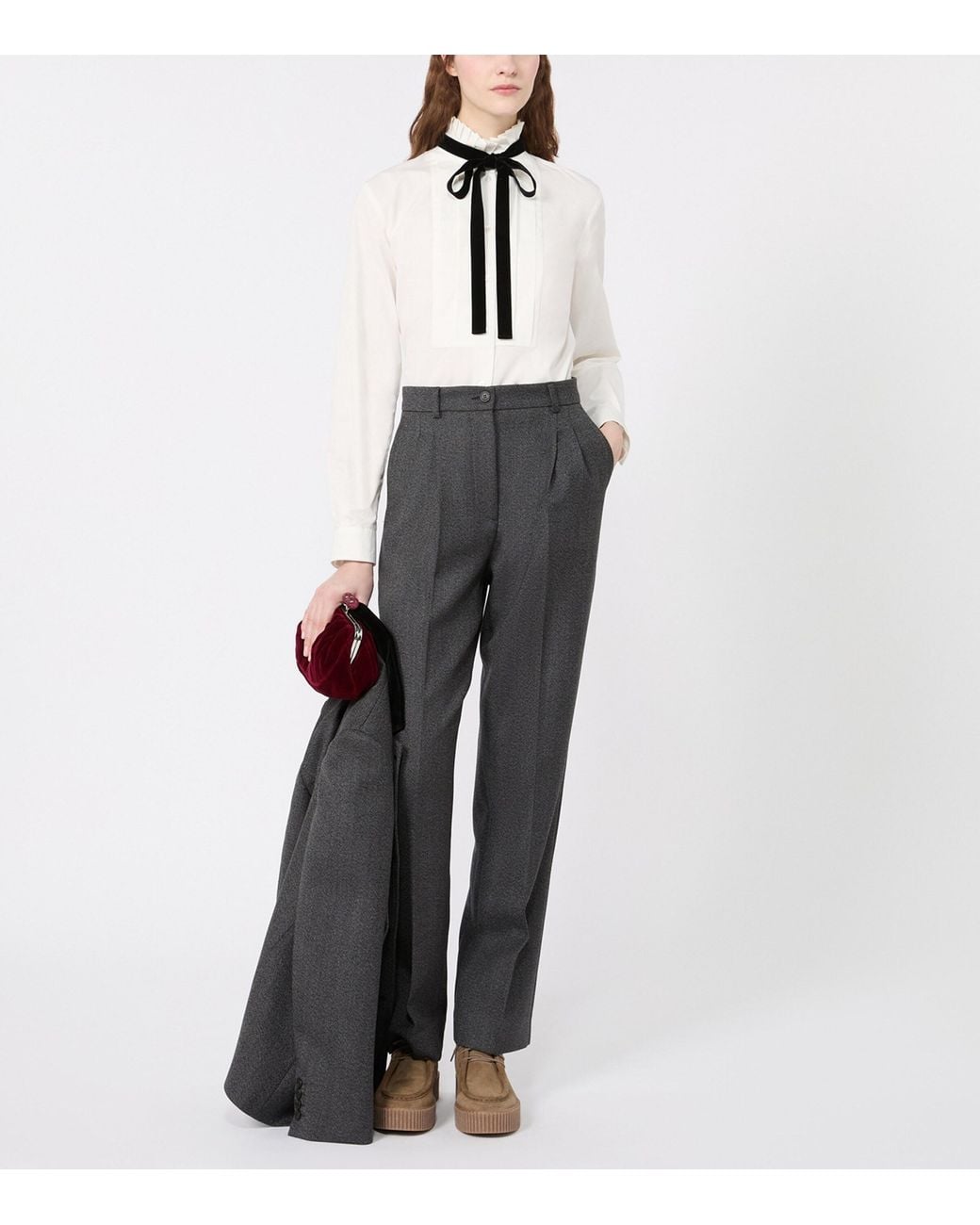 Weekend by Maxmara White Cotton Tie-Detail Blouse