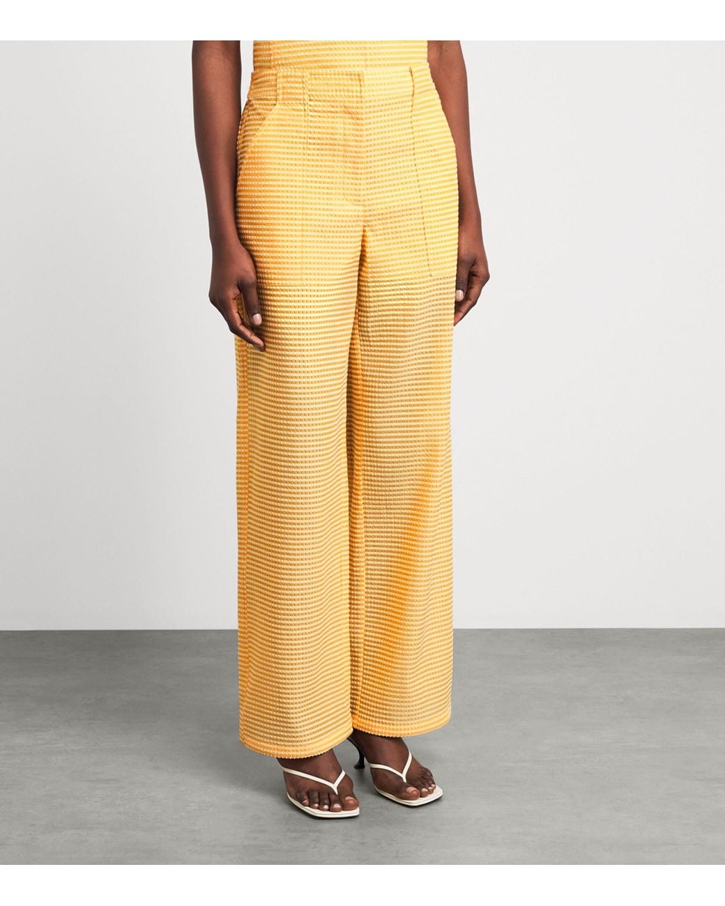 Jonathan Simkhai Yellow Wide-Leg Shepard Trousers